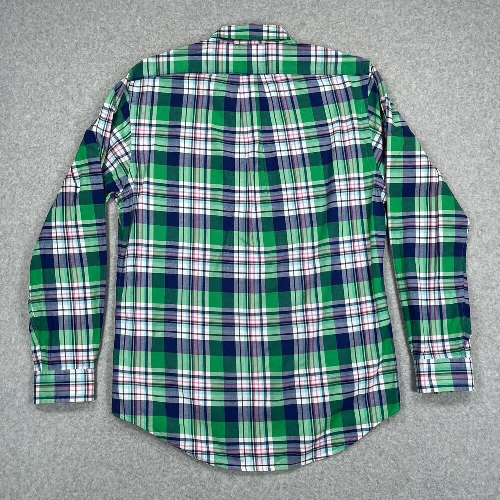 Polo Ralph Lauren Shirt Mens Large Slim Fit Madras Plaid Flesh Pony Button Down - Picture 3 of 11